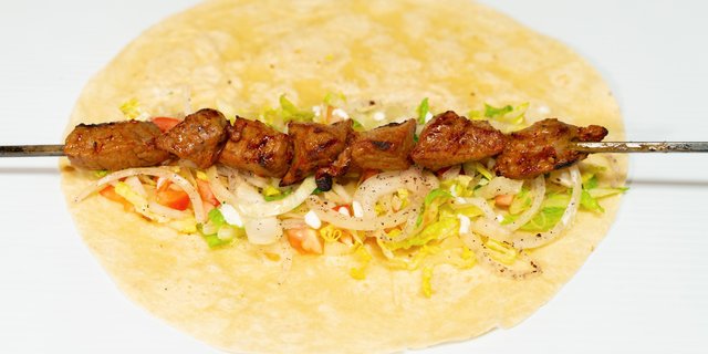 Beef (Strip Steak) Shish Kebab Wrap